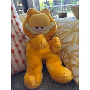 Vintage Garfield Plush Backpack Orange Tabby Cat Stuffed Animal Bag 16 Inch VGUC